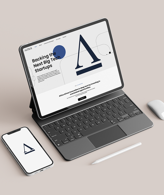 A sleek one-page website for Altius Fund,  a Singapore-based venture capital firm.