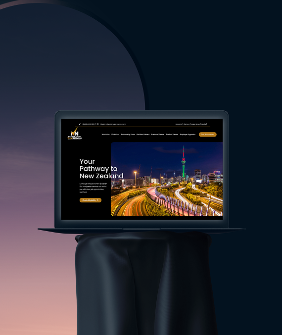 Website for Immigration Visa Network, New Zealand:  Guiding Journeys with Digital Excellence